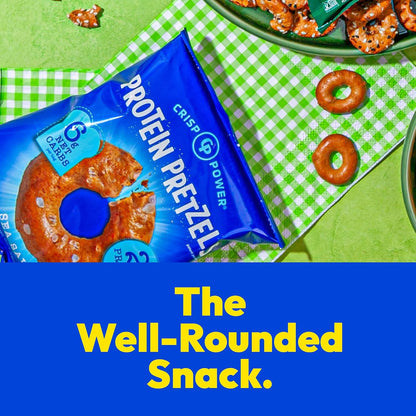 Crispy High-Protein Pretzel Snacks, Savory Sea Salt Flavor, 1.75oz, 6 Bags