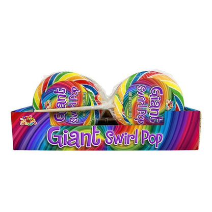 Albert's Giant Swirl Rainbow Lollipops - 4.25 oz, 12 Count, Candy in Bulk, Made with Sugar, Colorful Party Favors, Birthday Sweet Treats