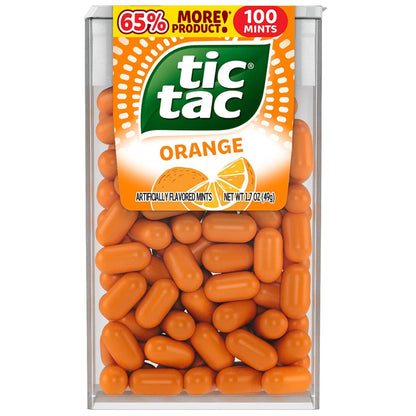 Tic Tac Orange Sugar Breath Mints, 1.7 oz, 12-Pack, Pocket-Size Fresh Breath Candy for Everyday Use