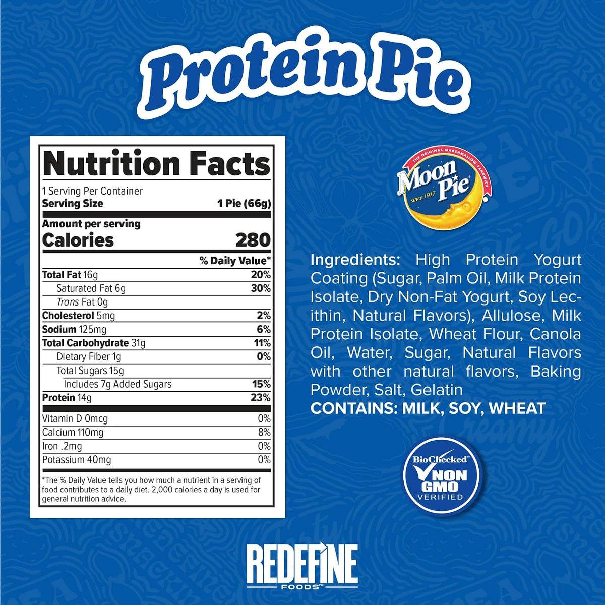 Redefine Protein-Rich Vanilla Moon Pie Chocolate Candy Snack Bars, 8-Count Box Pack High-Protein Snack