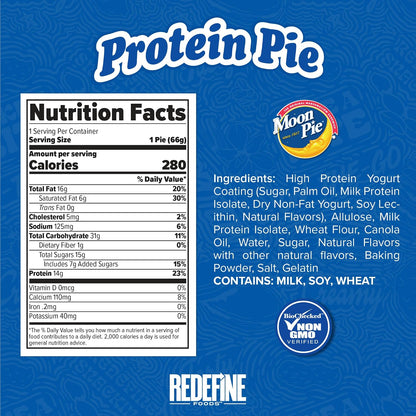 Redefine Protein-Rich Vanilla Moon Pie Chocolate Candy Snack Bars, 8-Count Box Pack High-Protein Snack