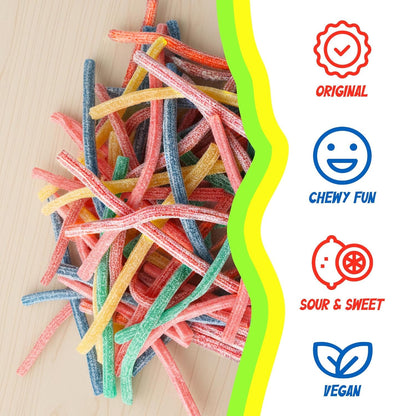 Dorval Sour Power Rainbow Quattro Straw Tubes Sour Candy, 2.5lb Large Volume Plastic Tub, Made with Sugar Chewy Fruit Snacks