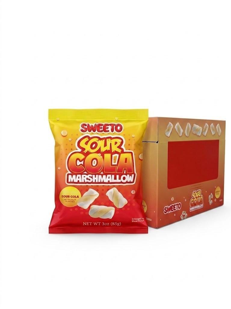 SultanaSweeto Sour Cola Flavor Marshmallow Snacks, 3oz 12-Pack Candies Boxed Set for Parties