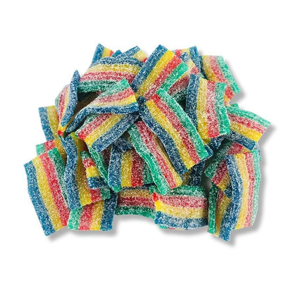 Dorval Mini Sour Belts, Quattro 4-Flavor Rainbow Mix Sugar-Based Chewy Candy Snacks, 6.6 lbs Bulk Sour Strips