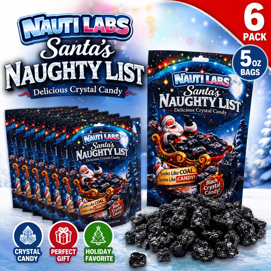 Nauti Labs Santa's Naughty List Crystal Candy, 5oz, 6-Pack Christmas Snack Treat, Six Packs