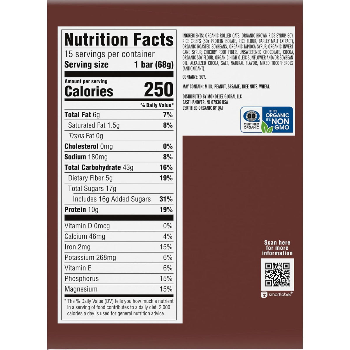 Clif Chocolate Brownie Energy Bars - 2.4oz Each, 12-Count Tray Pack Dessert Snacks, Contains Biscuits, Shelf-Stable at Room Temp