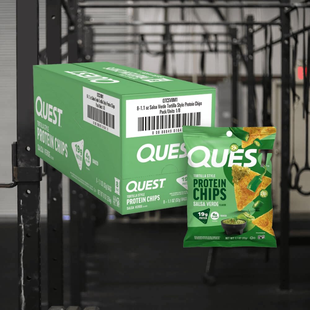 Quest Protein Chips Salsa Verde Tortilla 1.1 oz 8 Count High Protein Savory Chips