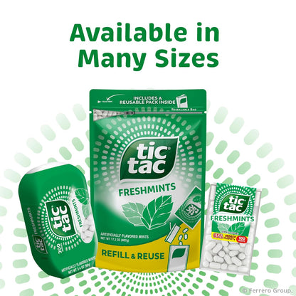 Tic Tac Freshmint Breath Mints, 1.7oz 12-Pack, Gluten-Free Pocket-Size Breath Fresheners