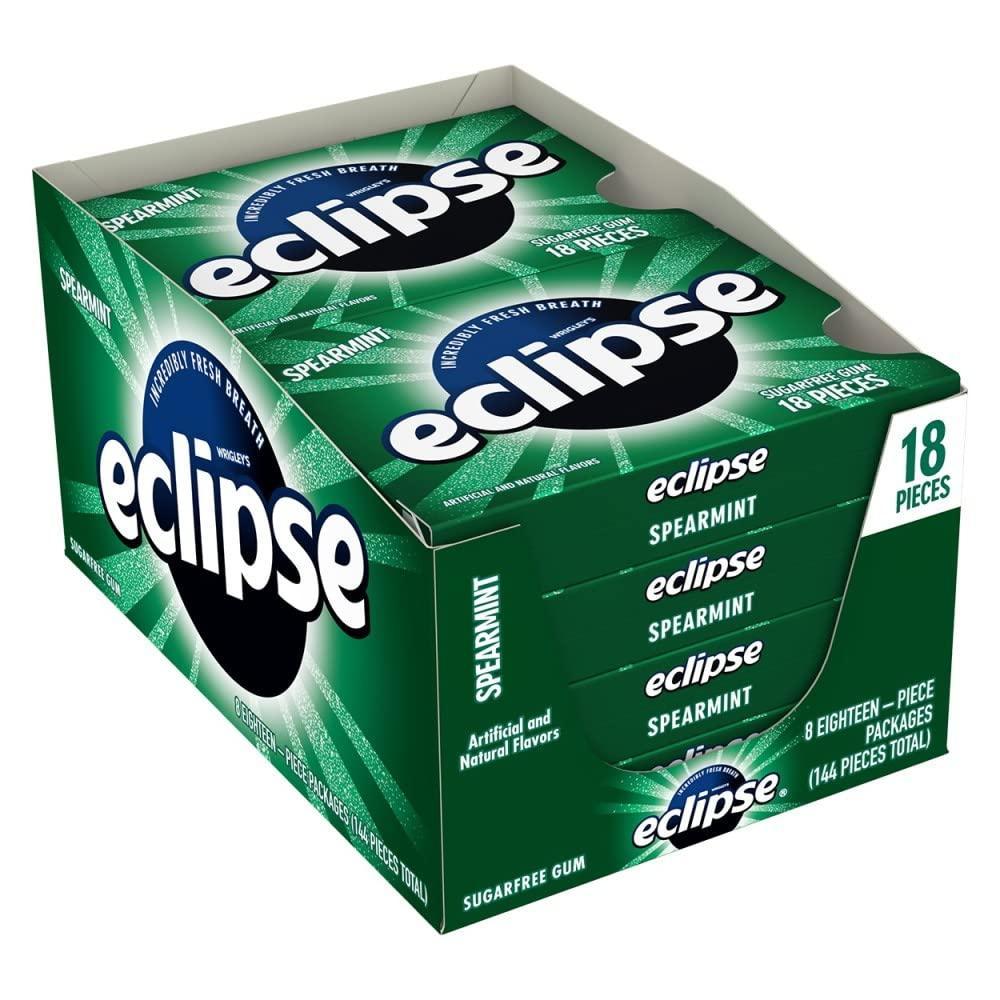 Eclipse Spearmint Chewing Gum 8 Count 18 Pieces Each Tray