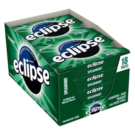 Eclipse Spearmint Chewing Gum 8 Count 18 Pieces Each Tray