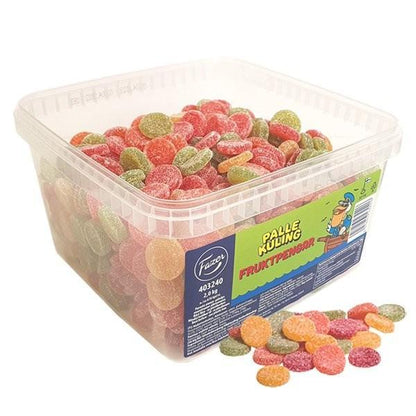 Fazer Swedish Palle Kuling Fruit Candy Coins, 4.4 lbs Bulk Large Pack, Sugar-Made Assorted Fruity Snacks, Scandinavian Party Treats