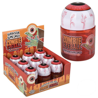 Boston America Sour Zombie Eyeball Slime Candies - Black Raspberry Flavor, 3.5oz, 9 Pieces Tangy Halloween Snack