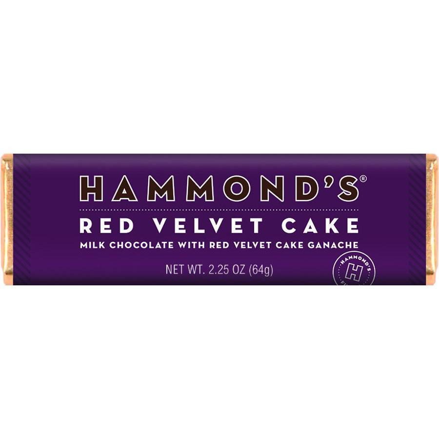 Hammond's Red Velvet Flavor Ganache Milk Chocolate Bar Snack, 2.25oz Candy (12 pcs)