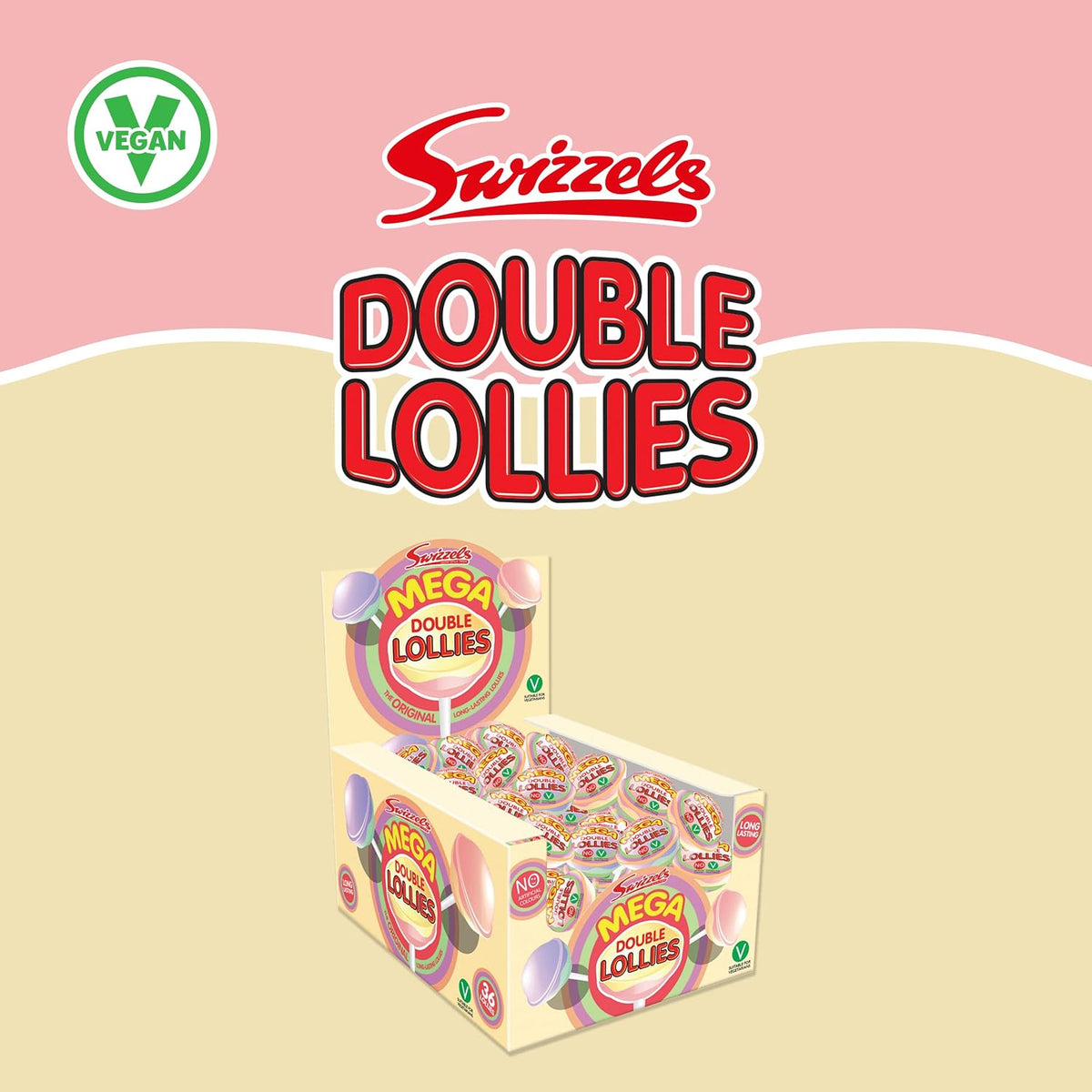 Swizzels UK Import Pure Sugar Double Lollies Lollipops, 32g, 36-Count Tray, Assorted Fruit Candy