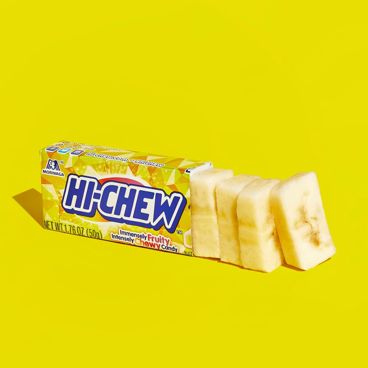 Hi Chew Banana Flavor Sweet Snack Candy 1.76 oz 15 Count Tray Japanese Chewy Candy