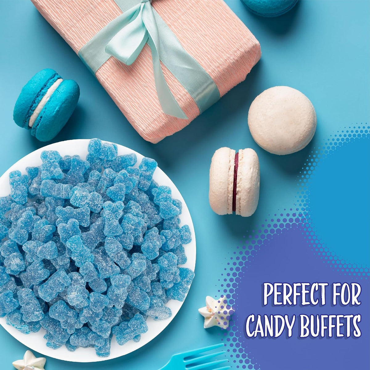 Clever Sour Blastin Blue Raspberry Gummy Fun Bears 6.6 lb  Sour Gummy Bears Candy | Bulk Chewy Candy for Parties & Candy Buffets
