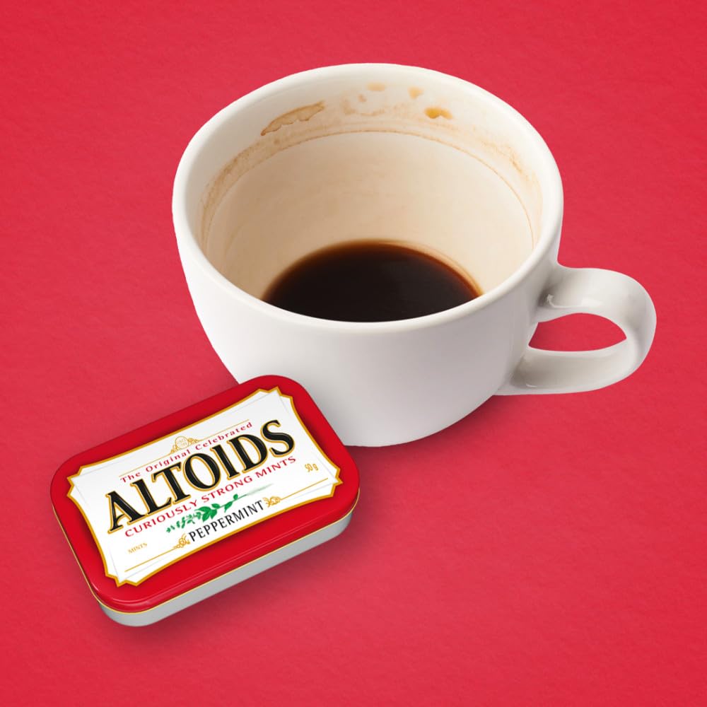 Altoids Curiously Strong Peppermint Breath Mints, 1.76oz, 12-Count Tray Pack, Classic Mint Tins for On-the-Go Freshness