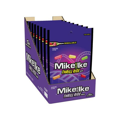Mike and Ike Limited Edition Thrill Ride Bold Fruit Mix Chewy Fruit Candies, 10 oz Resealable Sharing Size Bags (8 Count) - Candy in Bulk, Sugar-Based Sweet Snack, Soft Texture