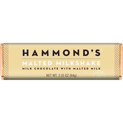 Hammonds Malted Milkshake Flavor Milk Chocolate Bar, 2.25oz, 12 Bars Chocolate Candy Snack Candies