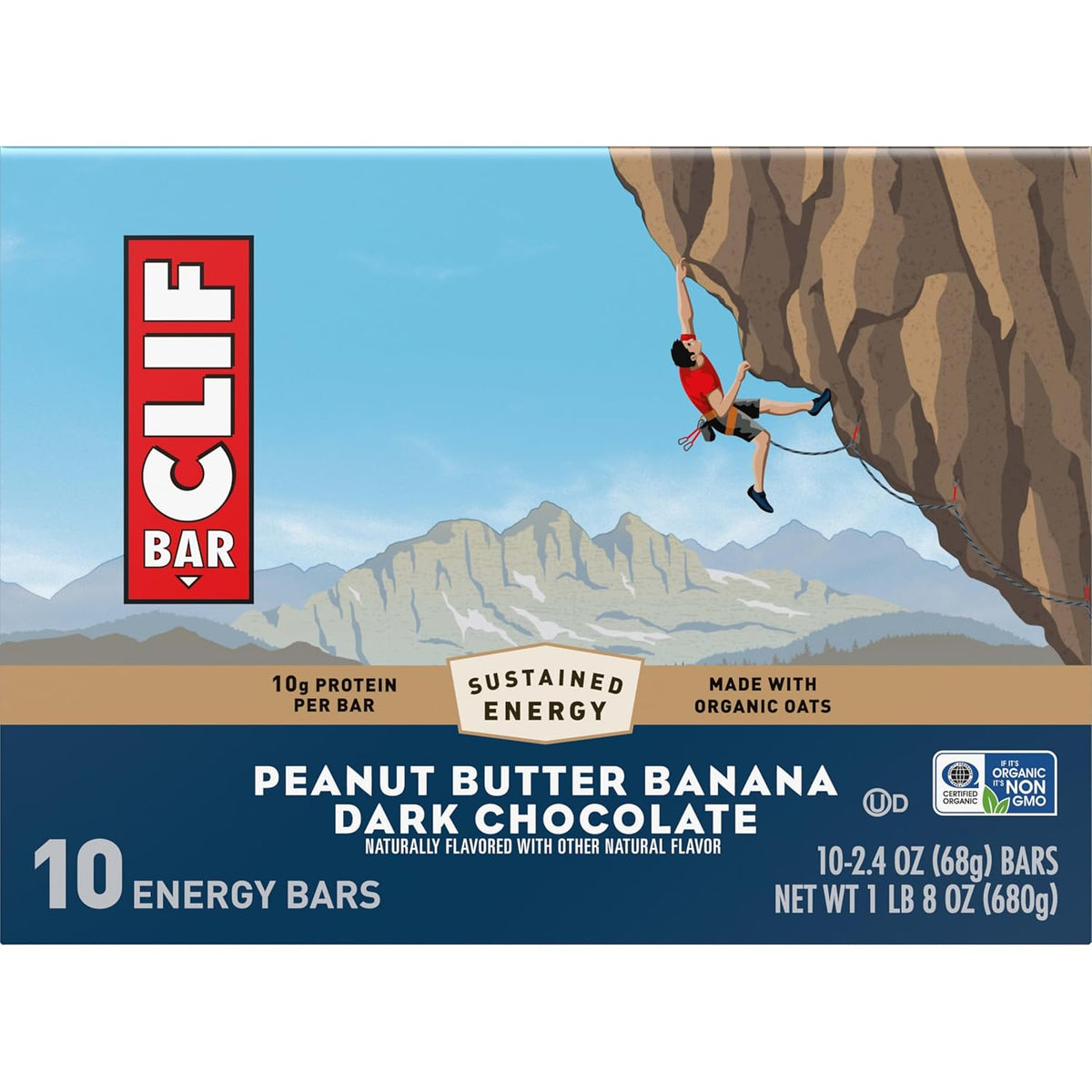 Clif Energy Protein Bar, Sweet Peanut Butter Banana Flavor, 2.4oz, 12-Count Tray Pack Snack