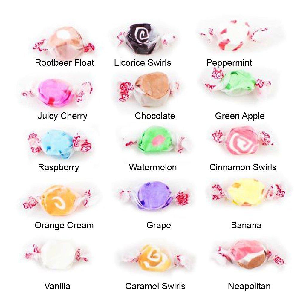 Taffy Town Salt Water Taffy 5lb Large Bulk Food Pack - 12 Assorted Flavors, Individually Wrapped Bulk Candy, Soft & Chewy Party Treats