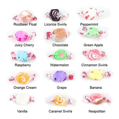 Taffy Town Salt Water Taffy 5lb Large Bulk Food Pack - 12 Assorted Flavors, Individually Wrapped Bulk Candy, Soft & Chewy Party Treats