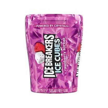 Ice Breakers Cubes Raspberry Sorbet Gum 3.24 oz 6 Count Bottle Pack Sugar Free Chewing Gum