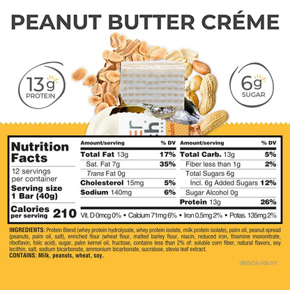 Power Crunch Protein Wafer Bars, Lemon Meringue Flavor, 1.4oz Individual Packs, 12 Count High-Protein Snack Bars