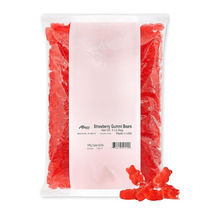 Albanese Strawberry Gummi Bears 5 Pound Bag Bulk