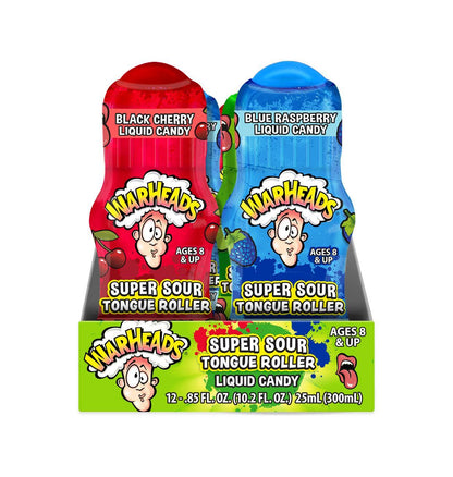 Warheads Extreme Sour Fruit Tongue Roller Candies - 12-Count Tray Pack, 0.85oz Liquid Snack - Party Treats, Candy Challenge Supplies