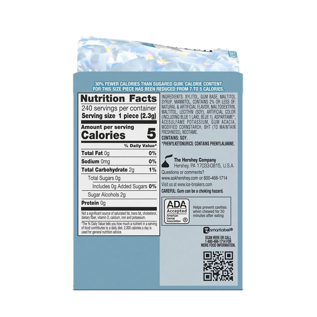 Ice Breakers Cubes Mint Flavor Sugar-Free Chewing Gum, 3.24 oz Tray Pack, 6-Count Bottle Pack Snacks