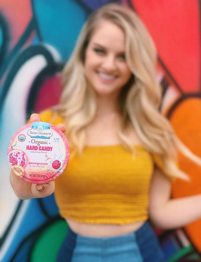 Torie and Howard Organic Fruit Hard Candy Tins - Pomegranate Nectarine Flavor, 2 oz Each, 8 Tins, Delicious Snack