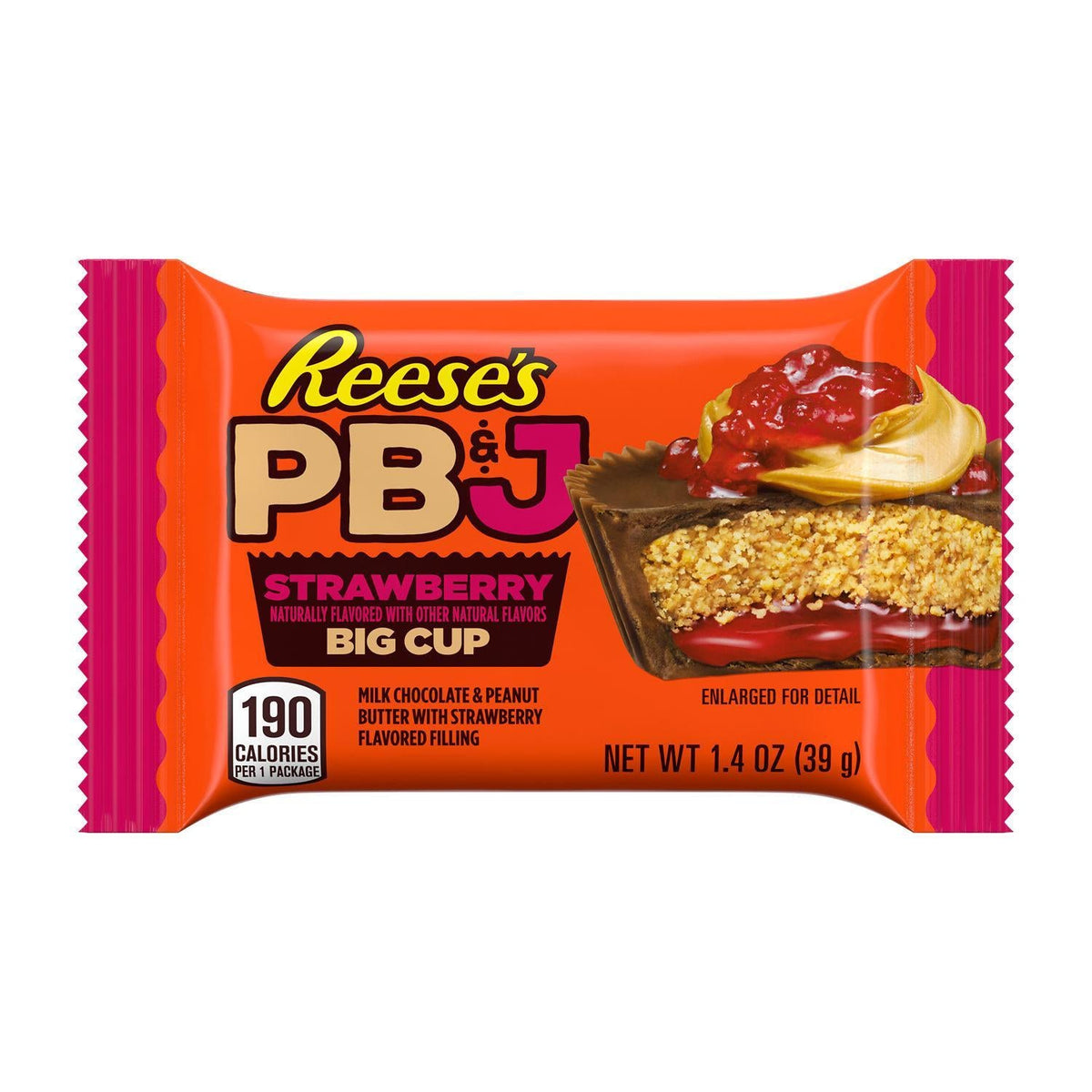 Reese's Sweet Chocolate Peanut Butter & Strawberry Flavor Candy, 16-Ct 1.4oz Big Cup Tray Snack