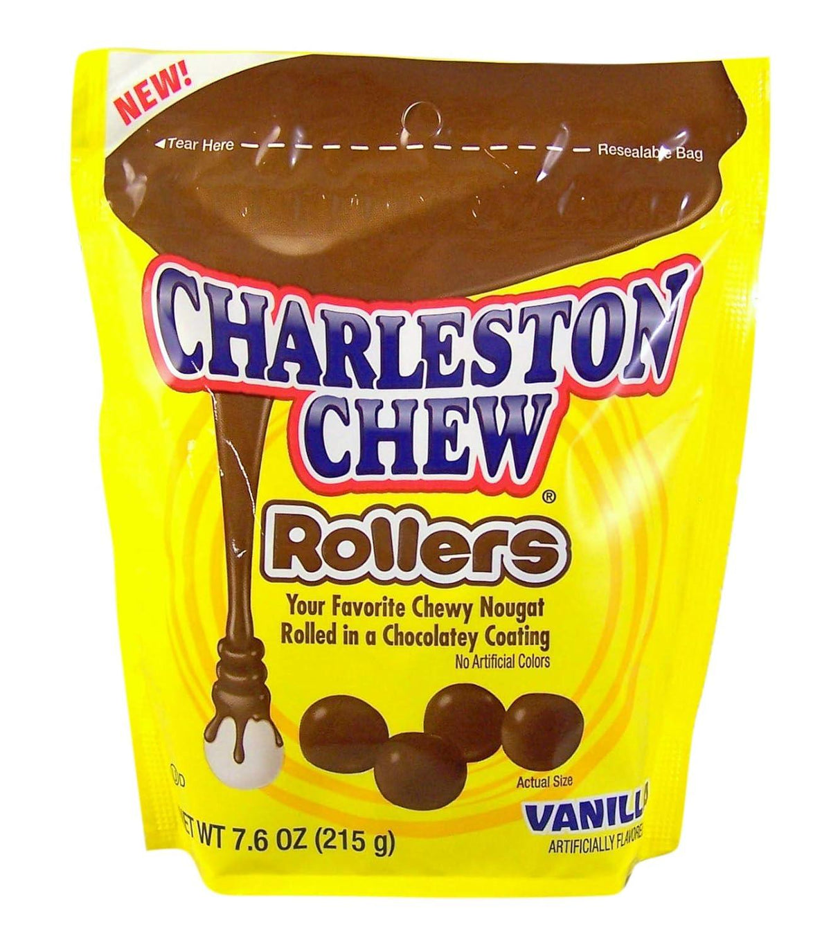 Charleston Chew Rollers - Vanilla Chocolate Flavored Candy, 7.6oz, 6-Count Package