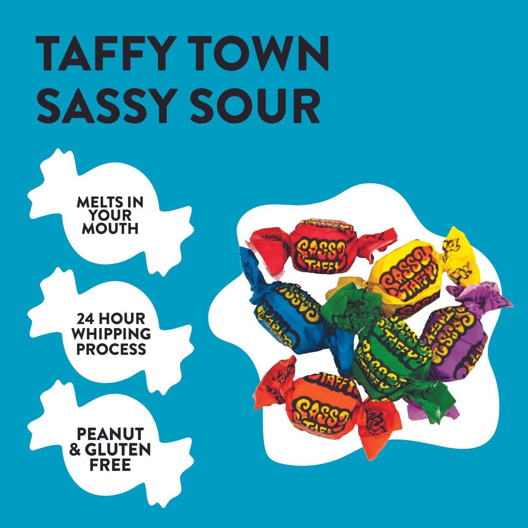 Taffy Town Sassy Sour Assorted Salt Water Taffy 5 lb Bag  Soft & Chewy Sour Candy | Gourmet Bulk Taffy for Parties & Candy Buffets