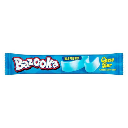 Bazooka UK Import Sour Chewy Candy Bar Blue Raspberry 14g 60 Count Tray Fruity Sour Candy