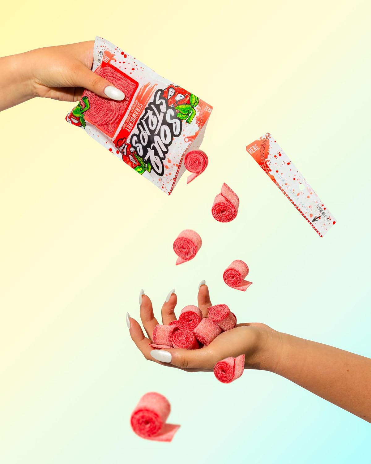 Sour Strips Strawberry Red Sour Candy Belt 3.4 oz 12 Count Peg Bags Sweet and Sour Candy