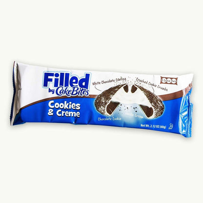 Cakebites Cookies and Cream Filled Biscuits, 2.12oz 8-Count Chocolate Creme Snack Treats