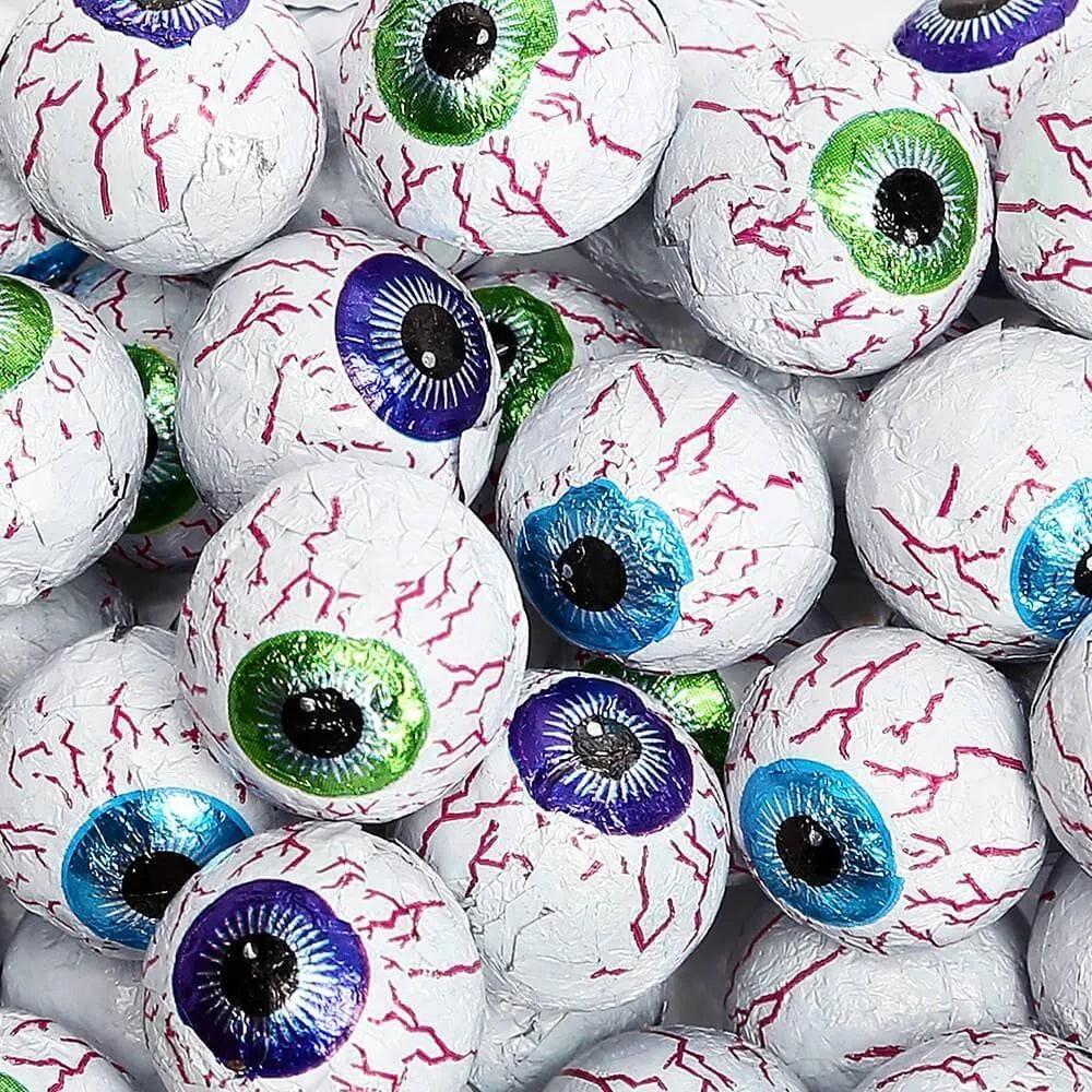 Thayer Halloween Foil-Wrapped Googly Eye Chocolate Balls, 5lb Bulk Bag