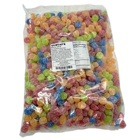 Gustaf Rainbow Sour Buttons Candies, Assorted Color Mix, Sugar-Based Sweet Flavor Candy, 4.4 lb Large Size, Ambient Storage Party Snack