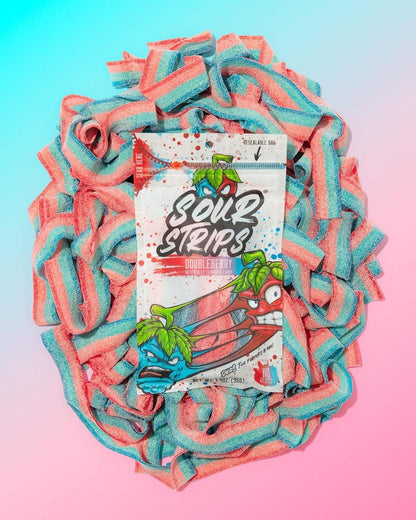 Sour Strips Doubleberry Sour Candy Belts 3.4 oz 12 Count  Sweet & Sour Chewy Candy Strips | Resealable Peg Bags for Snacking & Sharing