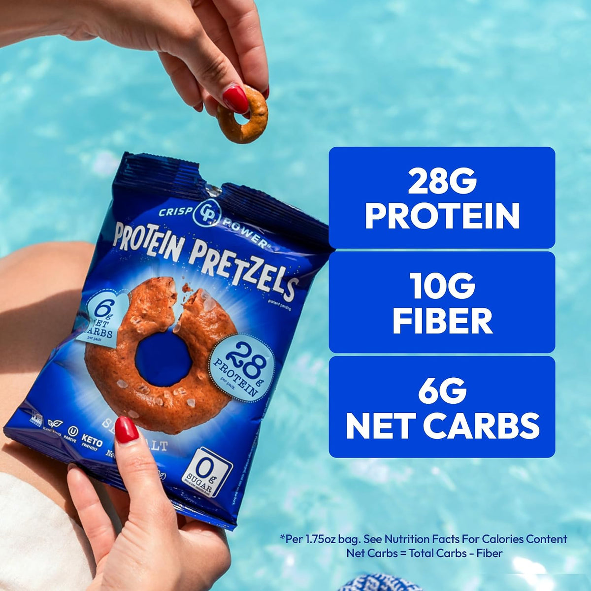 Crispy High-Protein Pretzel Snacks, Savory Sea Salt Flavor, 1.75oz, 6 Bags