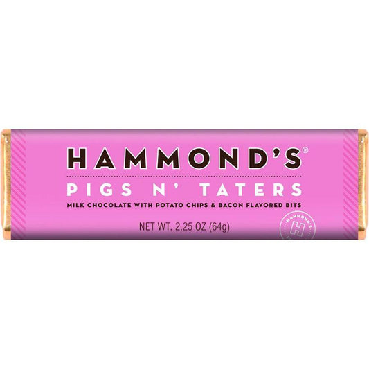 Hammond's Pigs Tater Bacon Chocolate Candy Bar - 2.25oz, with Biscuits, 12-Pack