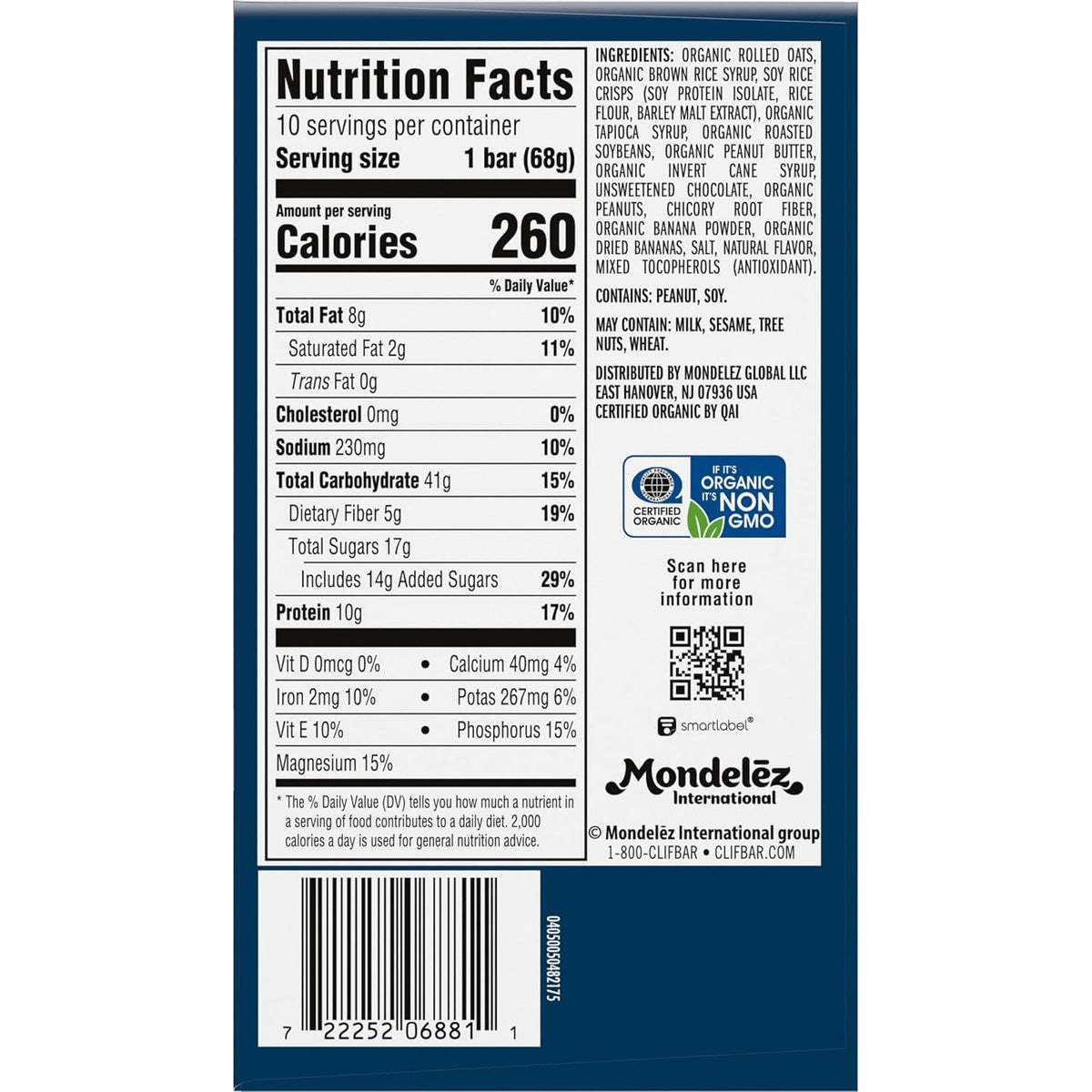 Clif Energy Protein Bar, Sweet Peanut Butter Banana Flavor, 2.4oz, 12-Count Tray Pack Snack