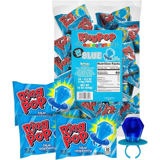 ThayerRing Pop All Blue Raspberry Lollipop Candy 30ct
