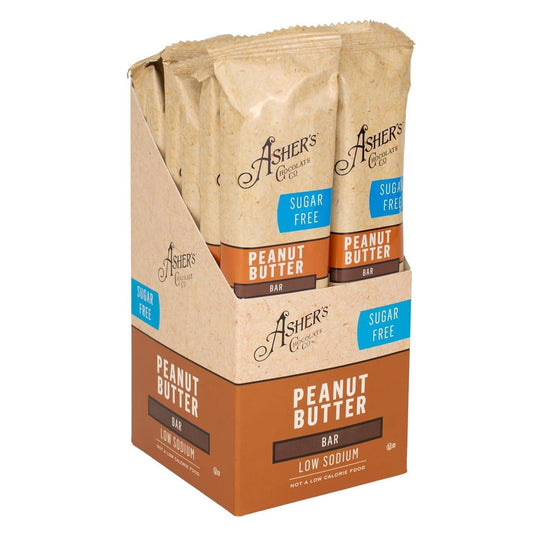 Ashers Sugar-Free Peanut Butter Chocolate Bar - 1.6oz, 12-Count Boxed Set (12 bars)