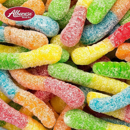 Albanese Mini Neon Sour Worms 4.5 lb Bulk Bag Assorted Fruity Sour Gummy Candy