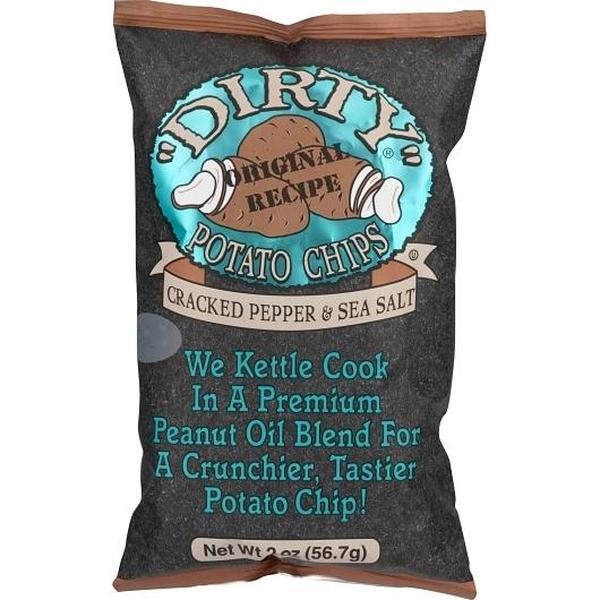 Dirty Kettle-Cooked Potato Chips - Cracked Pepper & Sea Salt Flavor, 2oz Ambient Bagged Snacks, 24 Count (Ideal Snack Option)