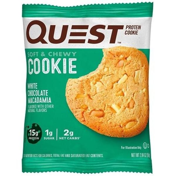 Quest White Chocolate Macadamia Nut Protein Cookie 2.04 oz, 12-Count Soft-Baked High-Protein Food Snacks