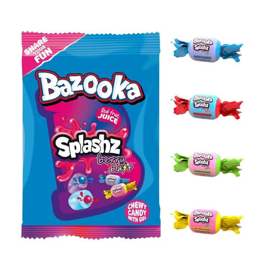 TDSBazooka UK Splashz Berry Blast Sugar Base Jelly-Filled Chewy Candy, 120g, 12 Pieces Pack
